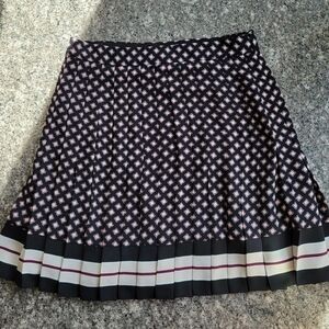 Kate Spade Black Purple Cream Pleated A-Line Skirt Size 10 EUC